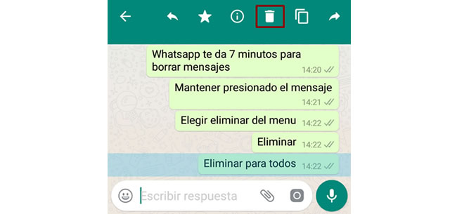 eliminar mensajes en whatsapp